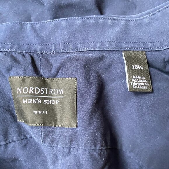 NORDSTROM Men's Shop Navy Blue Dress Shirt 15 1/2 - Picture 7 of 9